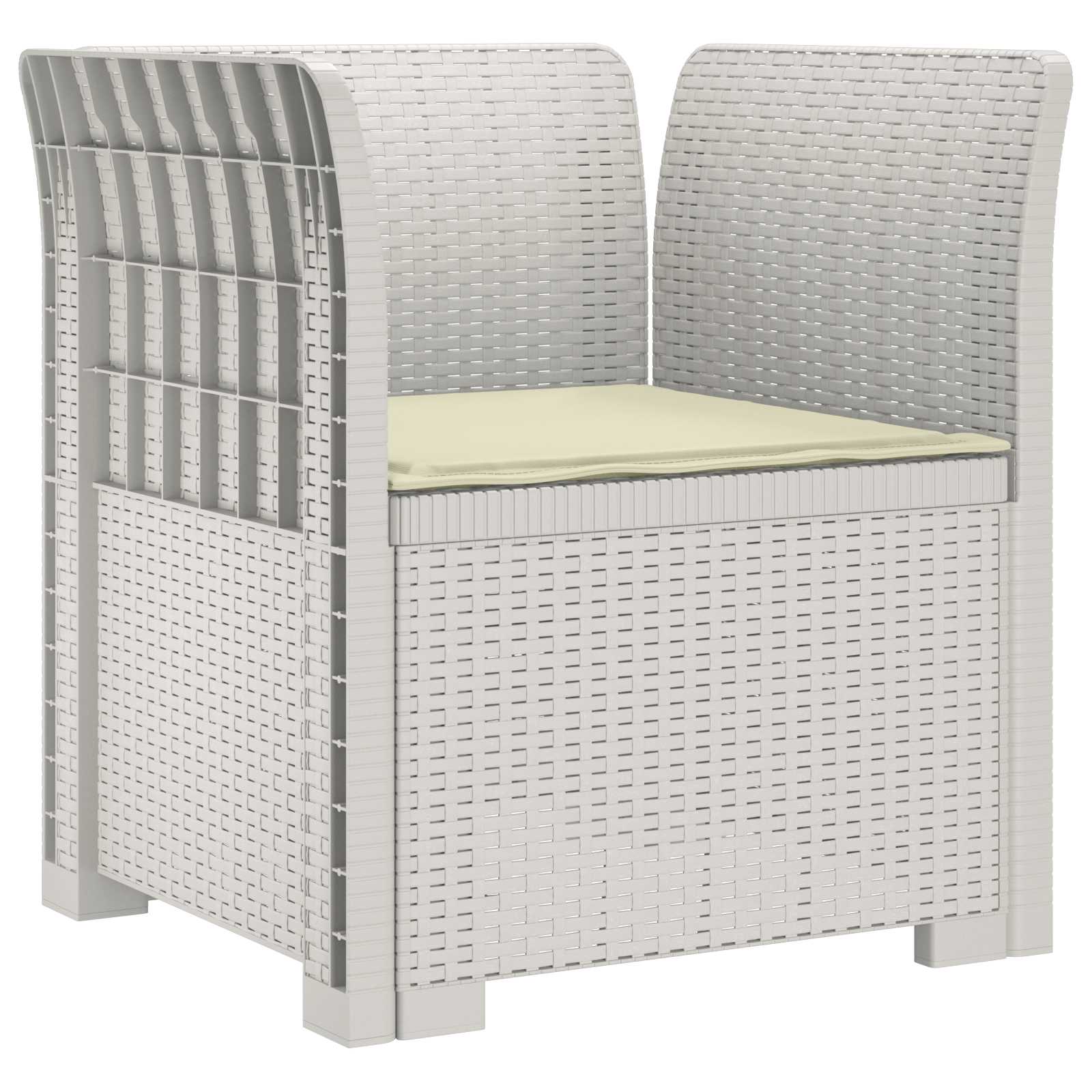 Poltrona 1 lugar com almofada look rattan PP branco