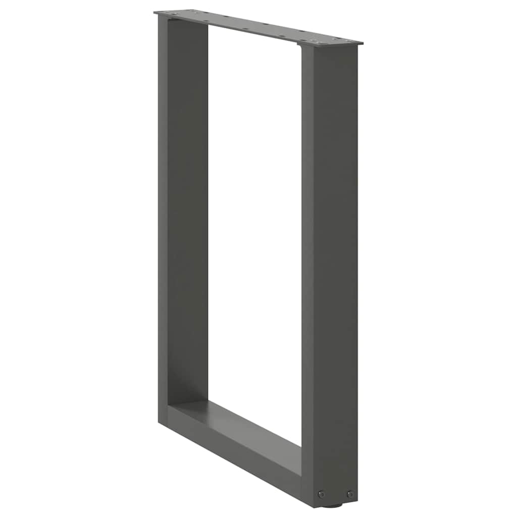 Pés para mesa de jantar em formato de u, 2 peças, antracite, 60x(72-73) cm, aço