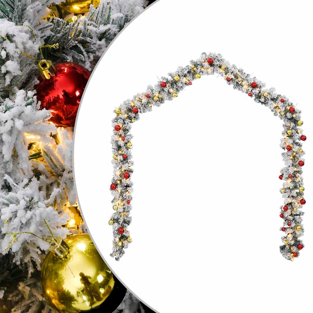 Grinalda de natal com enfeites e luzes LED 10 m PVC verde