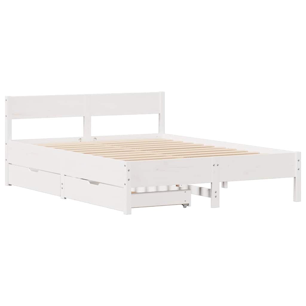 Cama sem colchão 140x190 cm madeira de pinho maciça branco