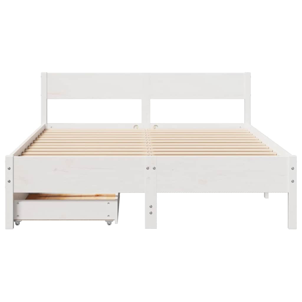 Cama sem colchão 140x190 cm madeira de pinho maciça branco