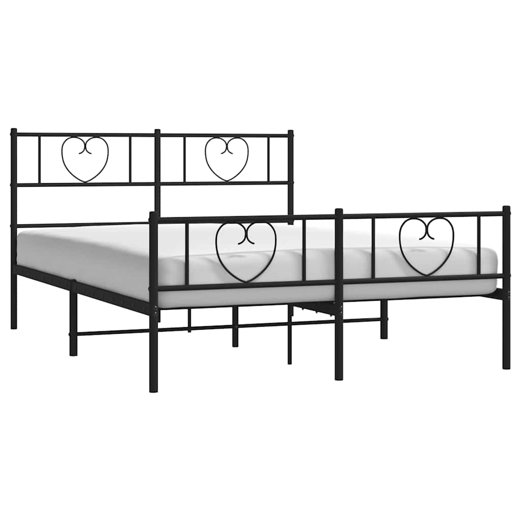 Estrutura de cama com cabeceira e pés 150x200 cm metal preto