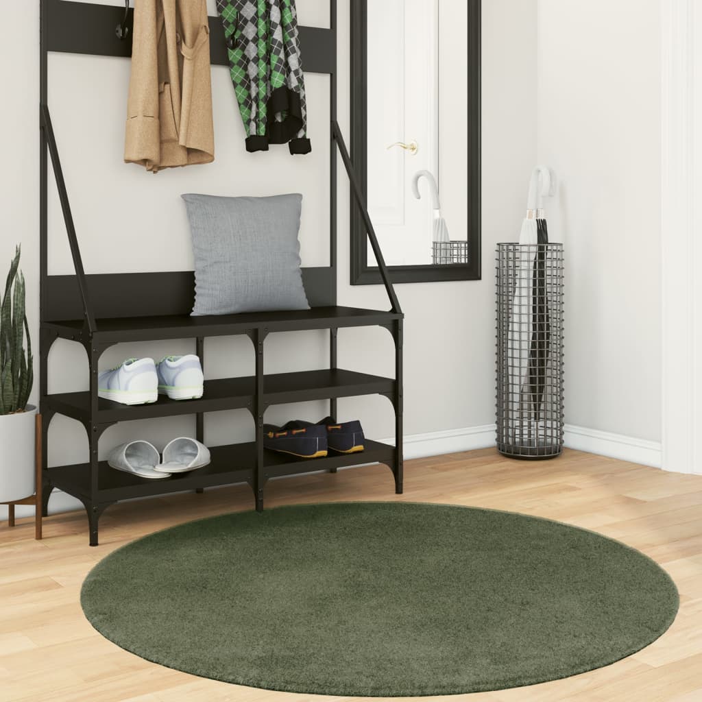 Tapete pelo curto macio e lavável huarte ø 120cm verde-floresta