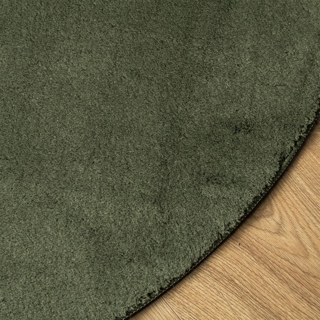 Tapete pelo curto macio e lavável huarte ø 120cm verde-floresta
