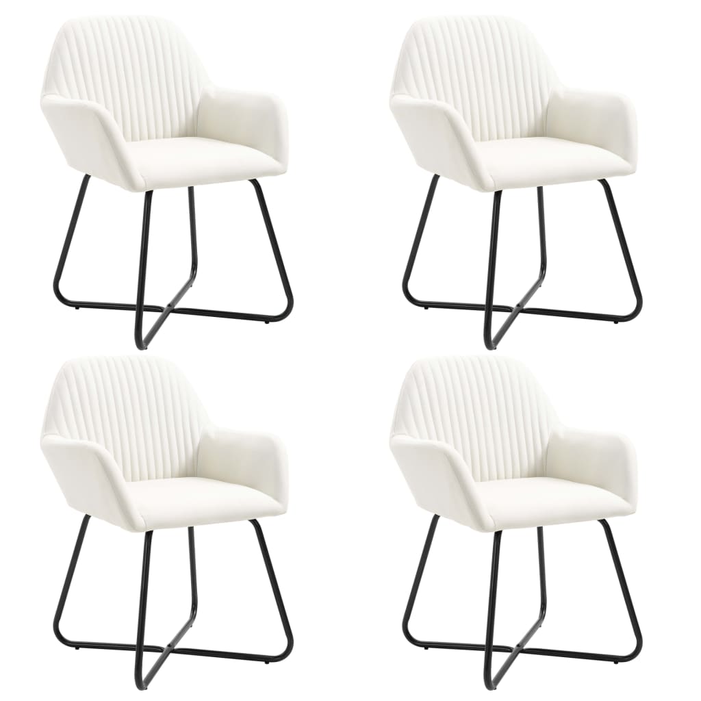 Cadeiras de jantar 4 pcs tecido cor creme