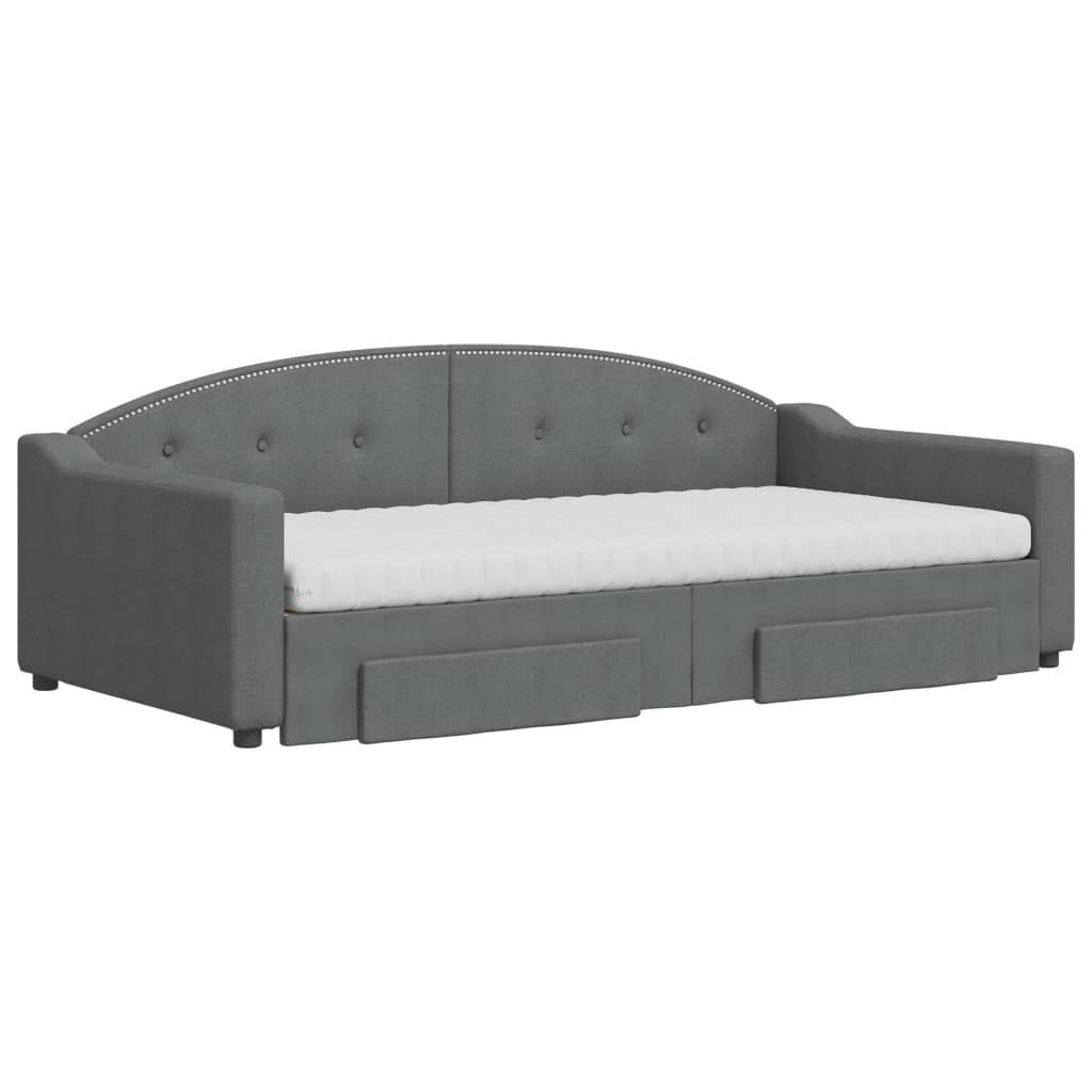 Sofá-cama c/ gavetão/gavetas 100x200 cm tecido cinzento-escuro