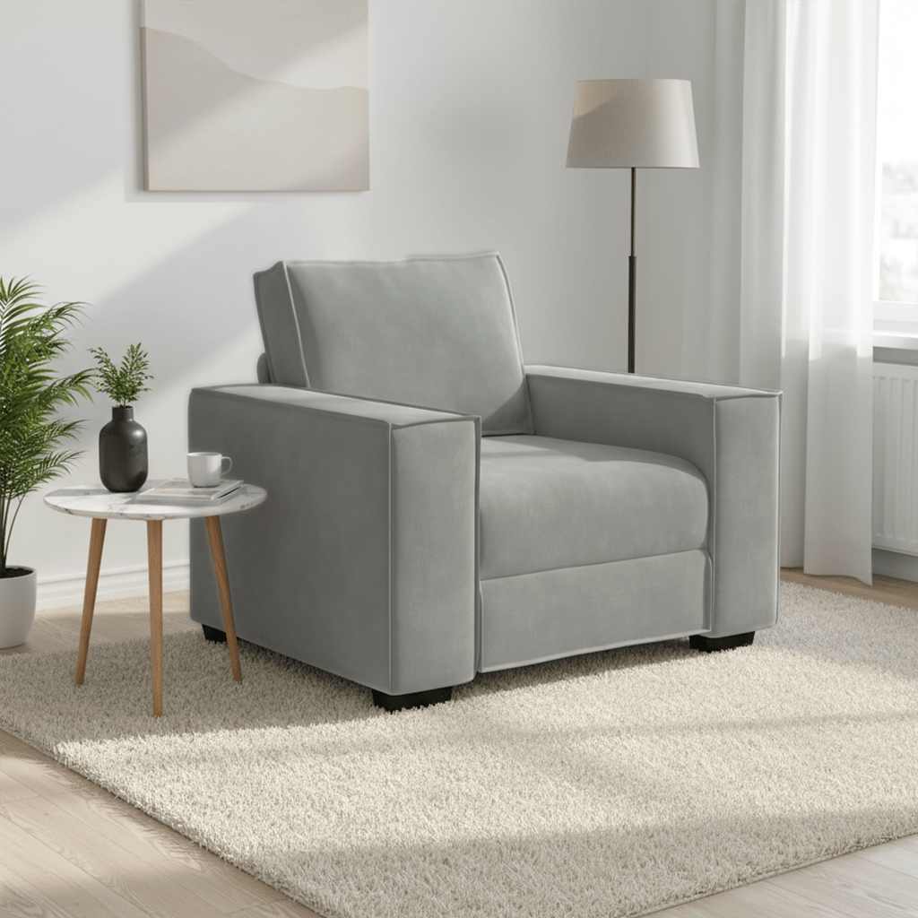 Poltrona 100x78x84 cm veludo cinzento-claro