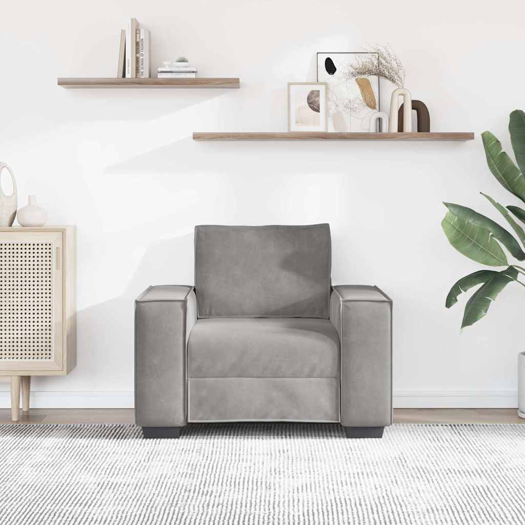 Poltrona 100x78x84 cm veludo cinzento-claro