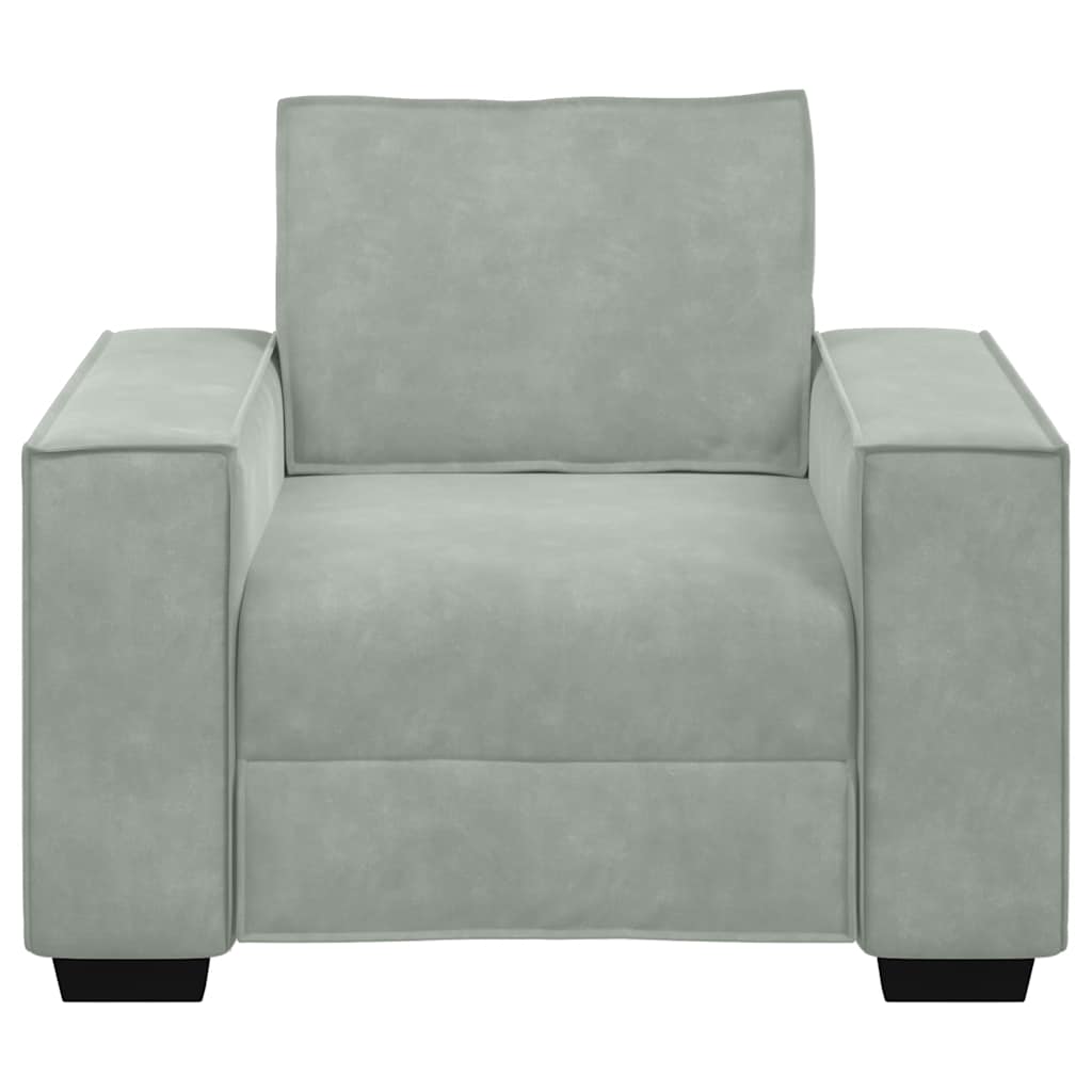 Poltrona 100x78x84 cm veludo cinzento-claro