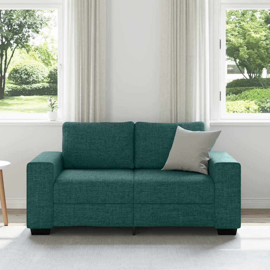 Sofá de 2 lugares 160x77x82 cm tecido verde-escuro