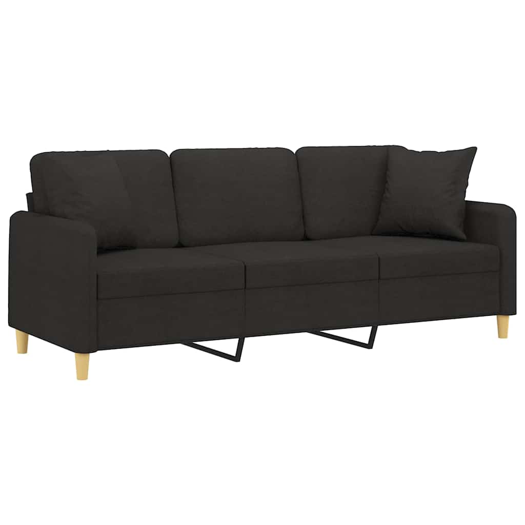 Sofá 3 lugares + almofadas decorativas 180 cm tecido preto