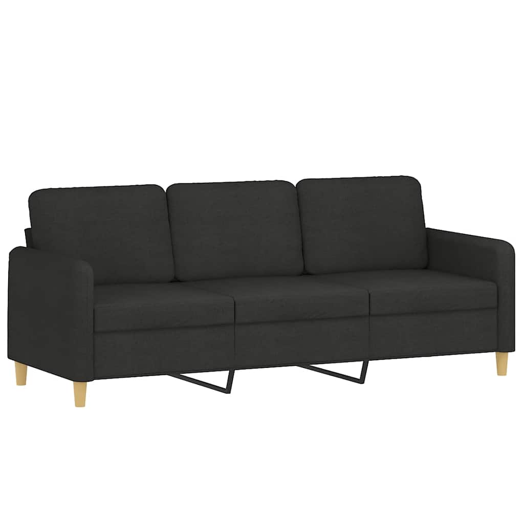 Sofá 3 lugares + almofadas decorativas 180 cm tecido preto