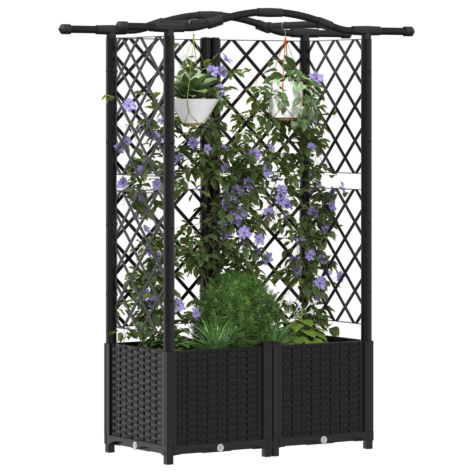 Cama elevada com treliça e telhado preto 122 x 40 x 138 cm PP