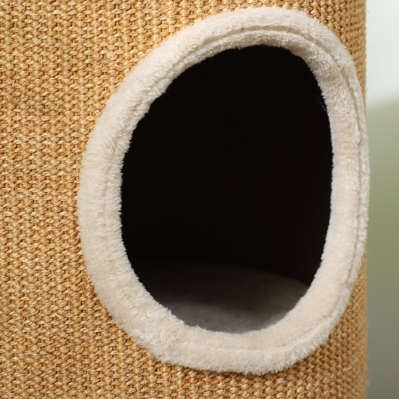 Barril arranhador para gatos de 2 andares arranhador para gatos com 2 cavernas e cobertura de sisal ø35x60 cm marrom