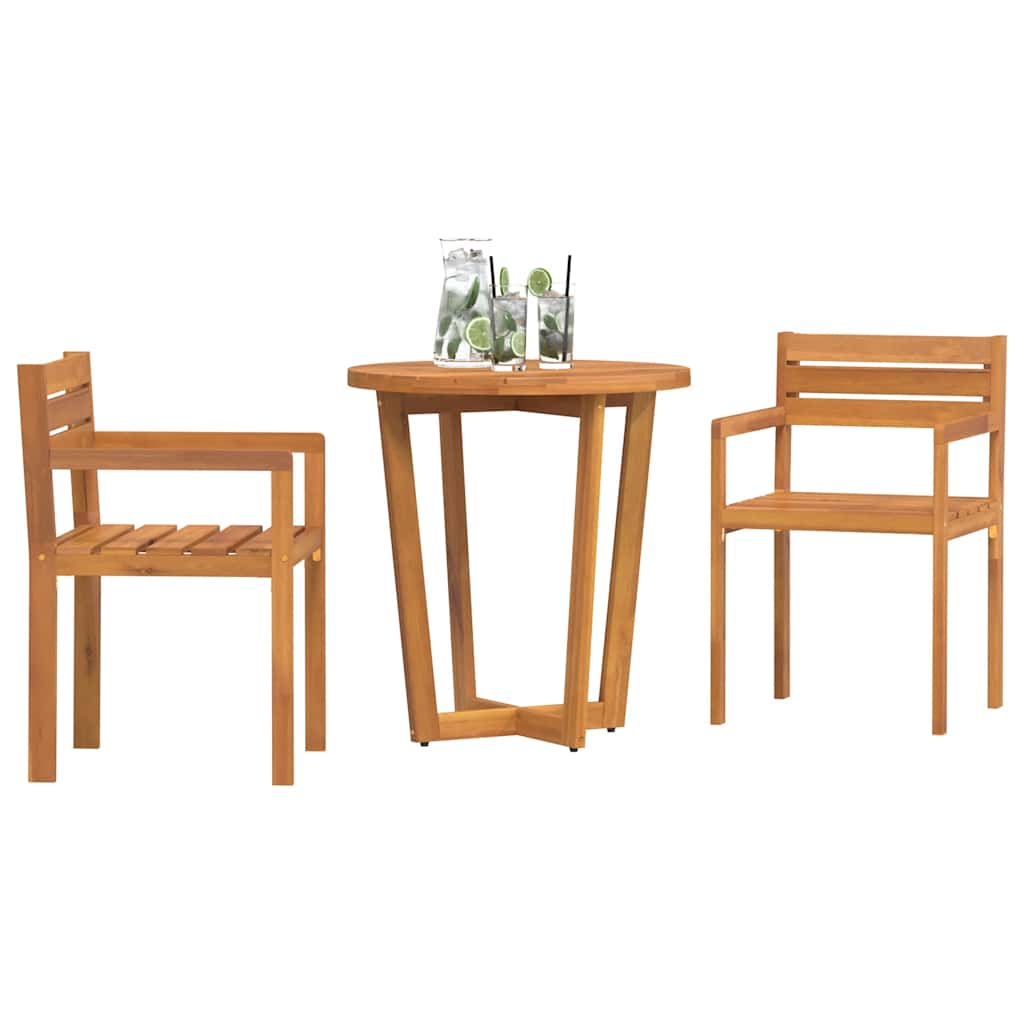Conjunto de jantar de jardim com 3 peças em madeira maciça de acácia