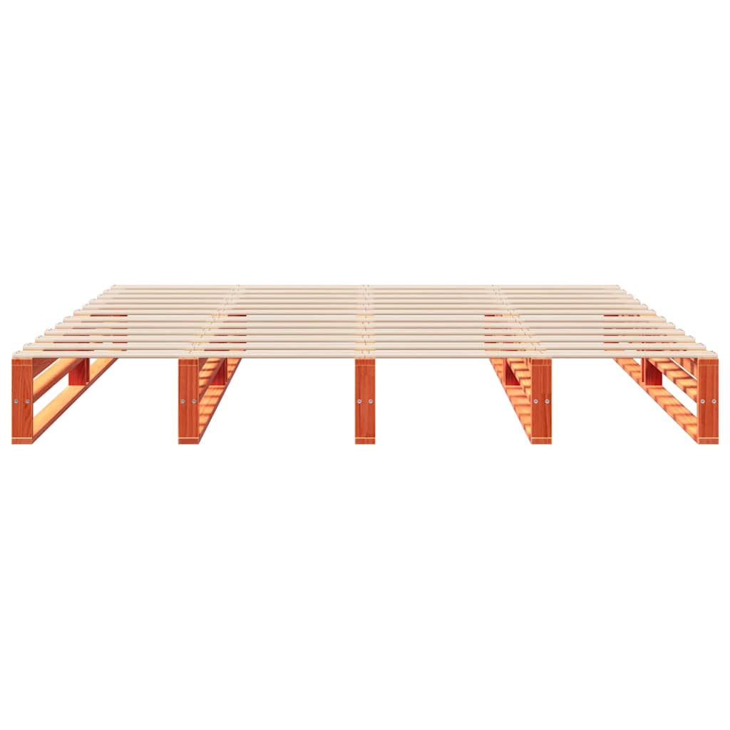 Cama sem colchão 200x200 cm pinho maciço castanho-mel