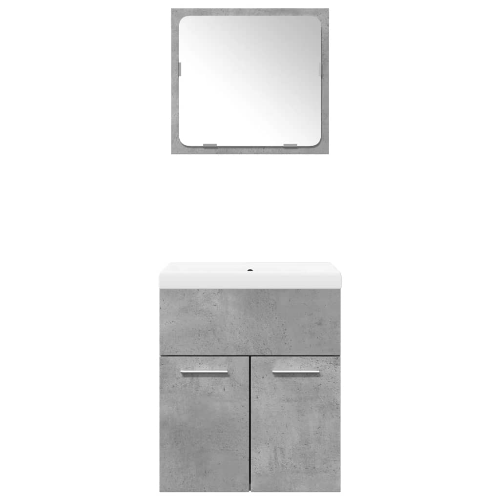 3 Pcs conj. móveis casa banho derivados madeira cinza cimento