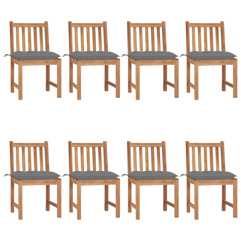 Cadeiras de jardim 8 pcs c/ almofadões madeira de teca maciça