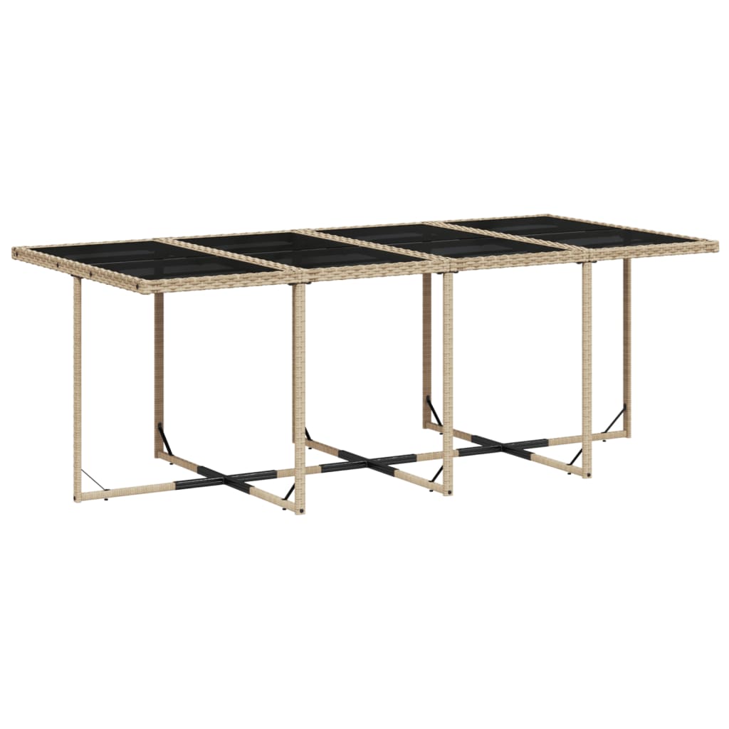 9 Pcs conjunto de jantar p/ jardim com almofadões vime PE bege