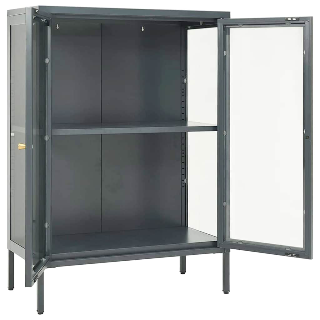 Aparador 75x35x105 cm vidro e aço antracite
