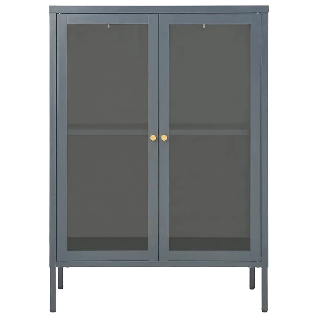 Aparador 75x35x105 cm vidro e aço antracite