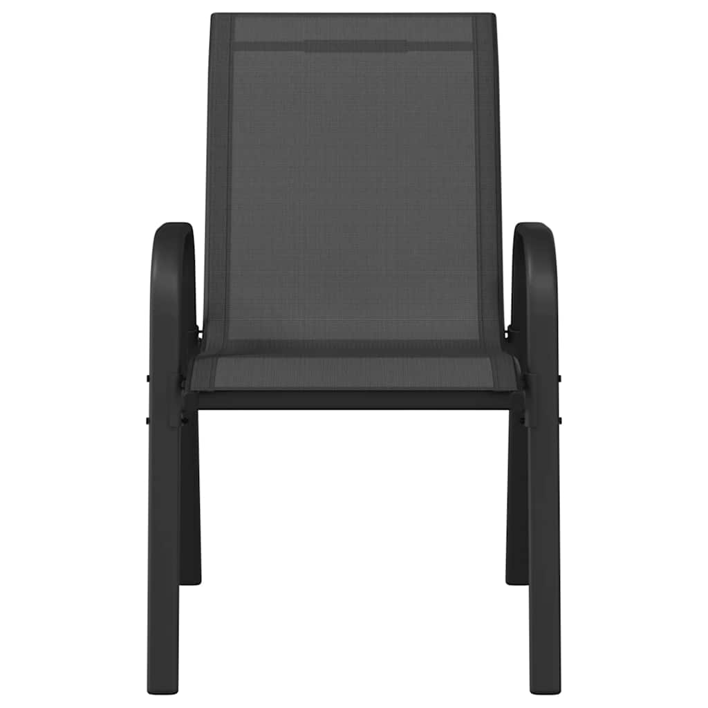 Cadeiras de jardim empilháveis 2 pcs textilene preto