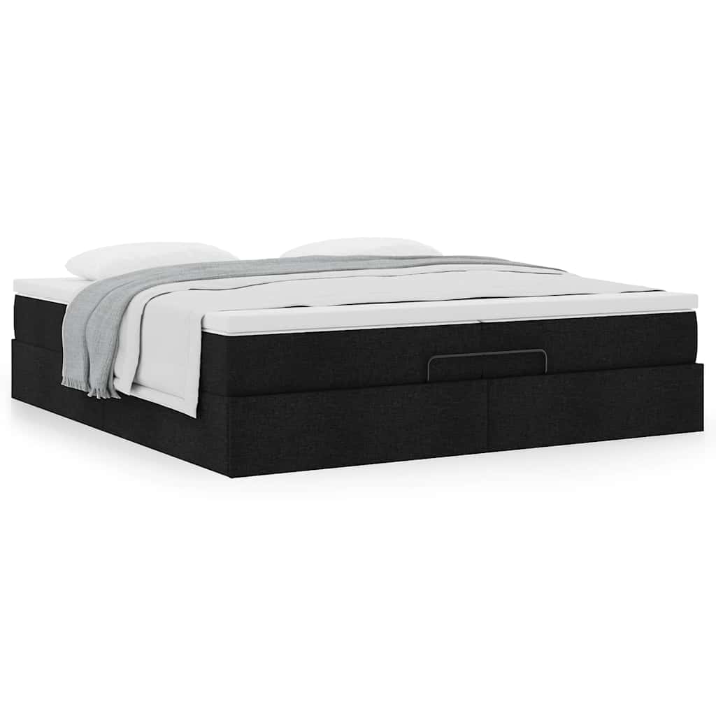 63 / 5,000Vidaxl estrutura de cama otomana com colchões tecido preto