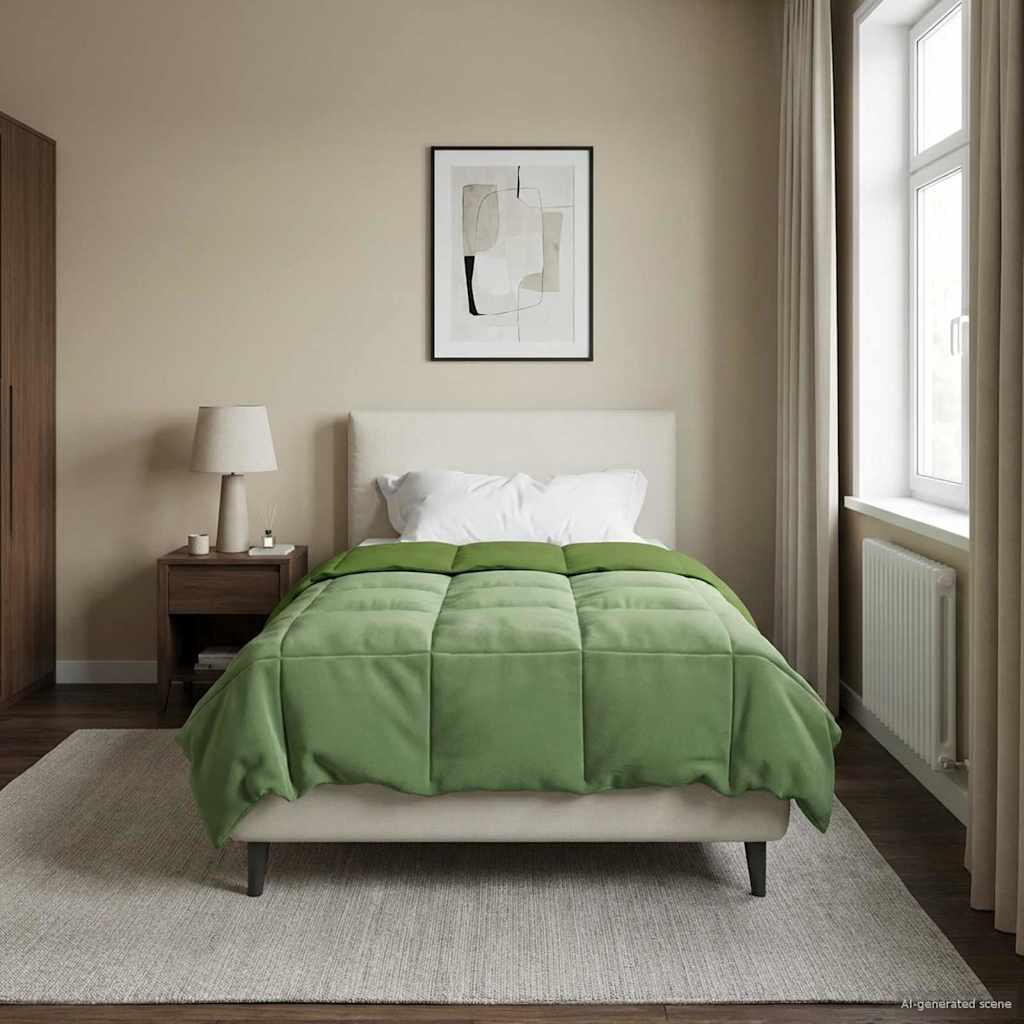 Duvet de ano inteiro colchonete verde 135 x 220 cm microfibra