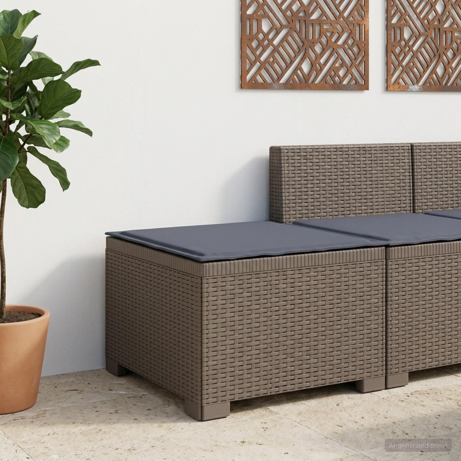 Sofá de jardim 1 lugar com almofada look rattan PP