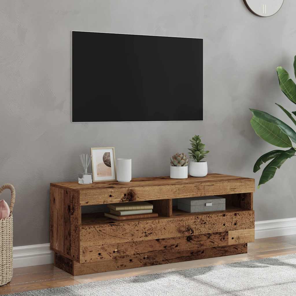 Móvel de TV com luzes LED derivados de madeira madeira velha
