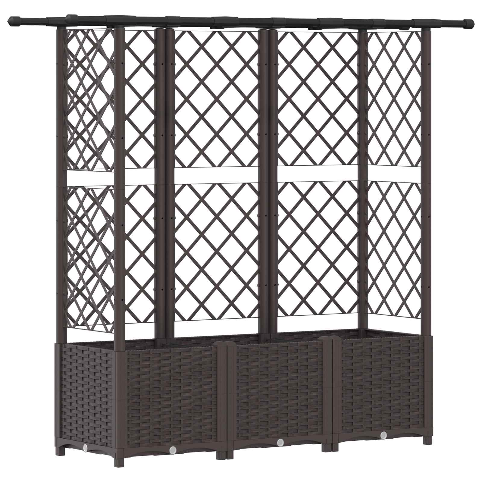 Cama elevada com treliça e telhado castanho 163,5 x 40 x 136 cm