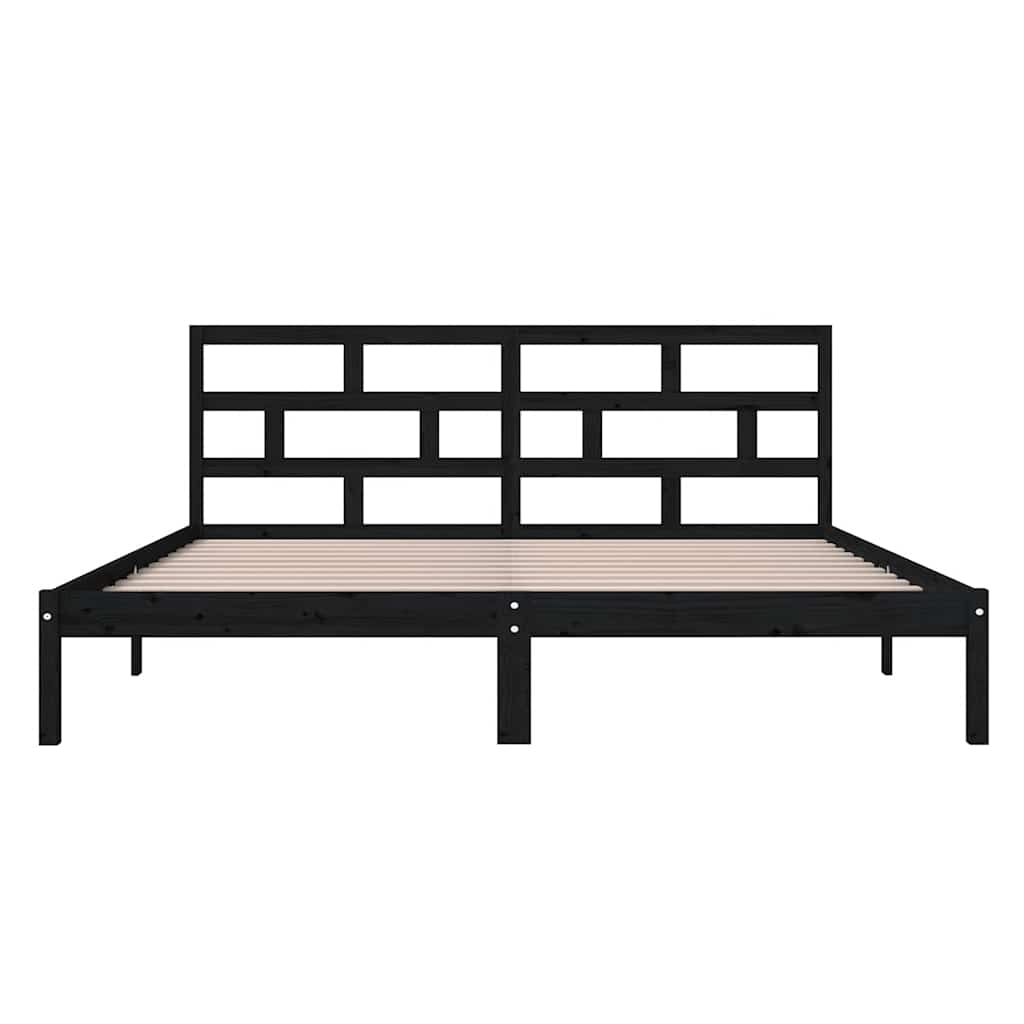 Estrutura de cama 140x190 cm madeira de pinho maciça preto