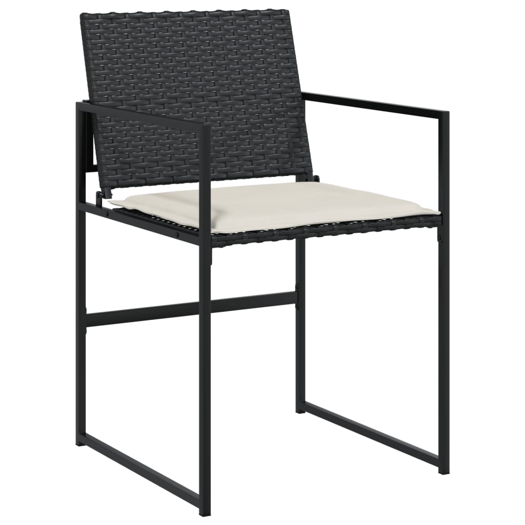 5 Pcs conjunto de jantar p/ jardim c/ almofadões vime PE preto