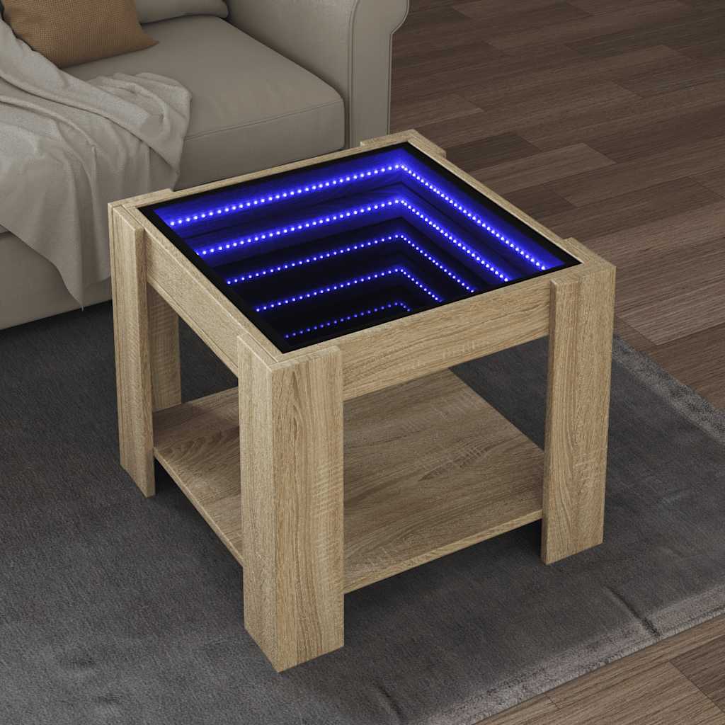 Mesa de centro c/ leds 53x53x45 cm derivados de madeira