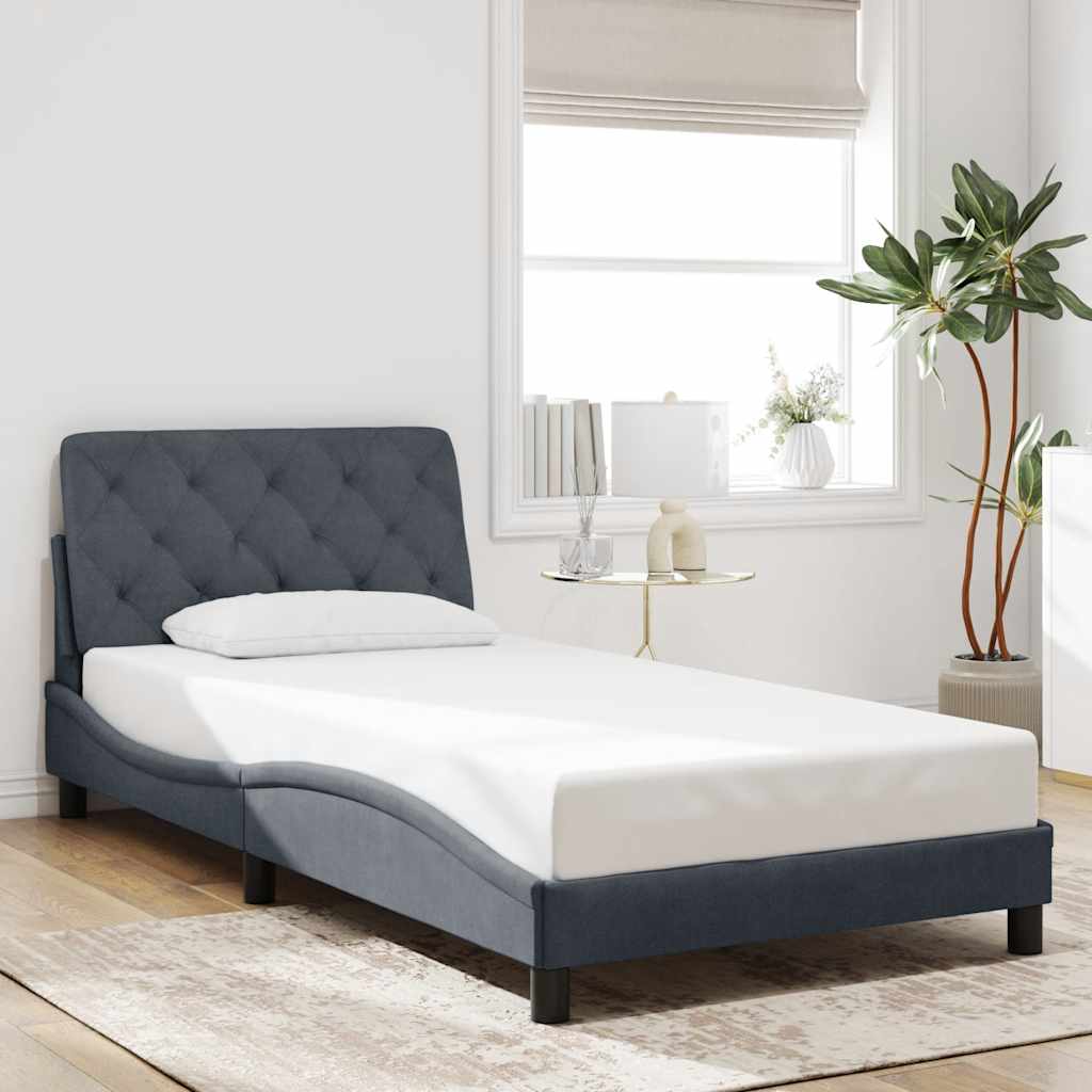 Estrutura de cama sem colchão 100x200 cm veludo cinzento-escuro