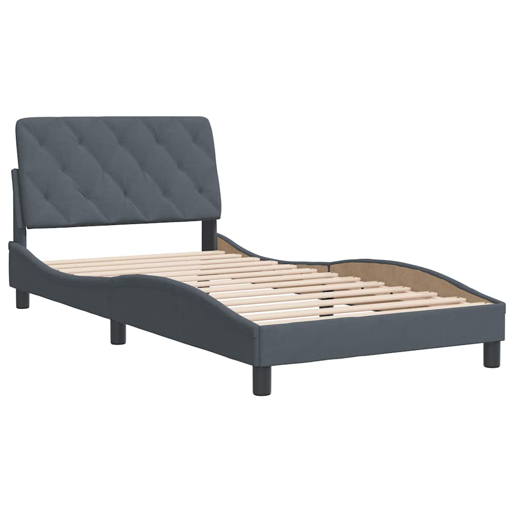 Estrutura de cama sem colchão 100x200 cm veludo cinzento-escuro