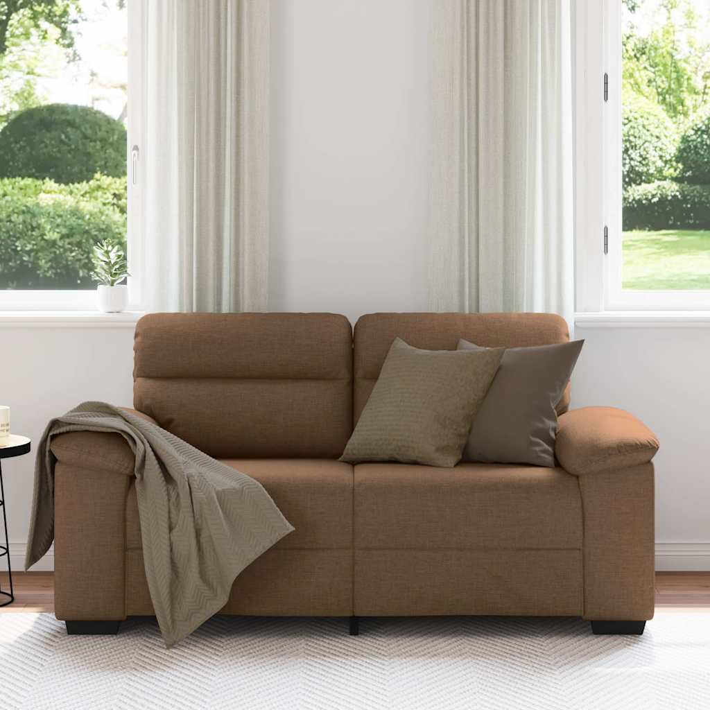 Sofá de 2 lugares tecido 160x81x84 cm castanho