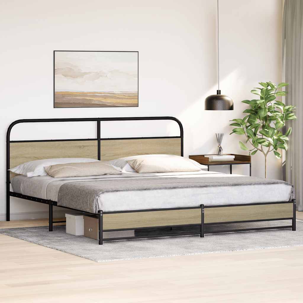 Estrutura de cama sem colchão 183x213cm metal carvalho sonoma