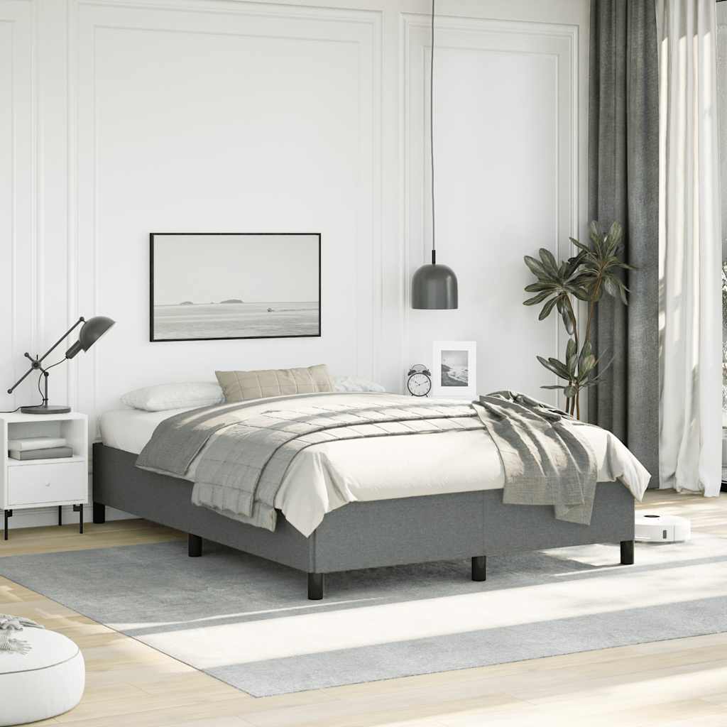 Estrutura de cama sem colchão, cinza escuro, 137x190 cm, tecido