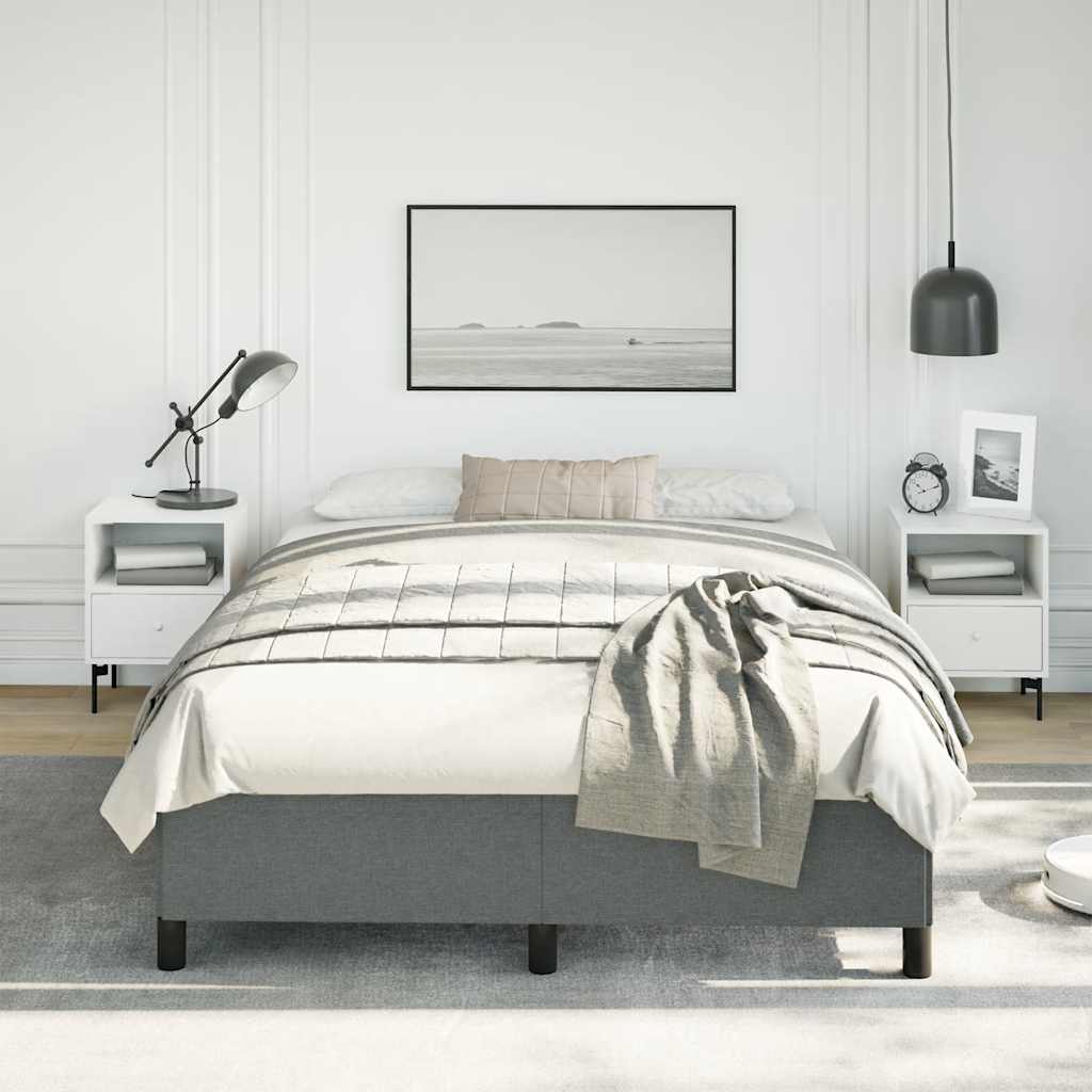 Estrutura de cama sem colchão, cinza escuro, 137x190 cm, tecido