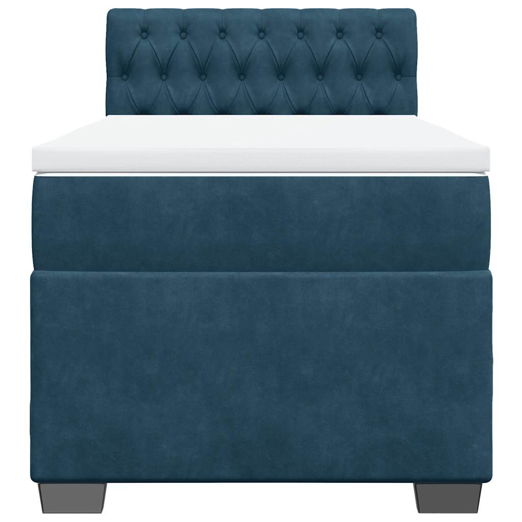 Cama com molas/colchão 80x200 cm veludo azul-escuro