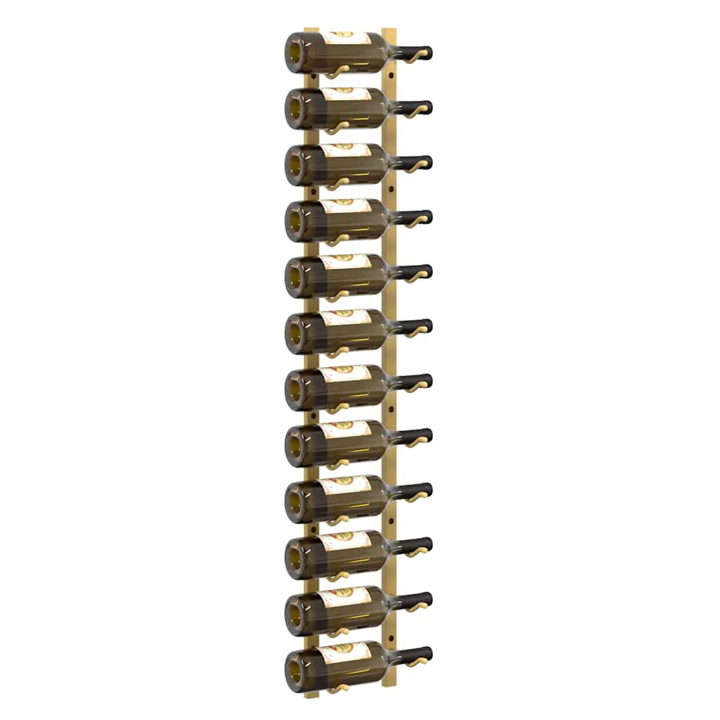 Garrafeira de parede para 12 garrafas 2 pcs ferro dourado
