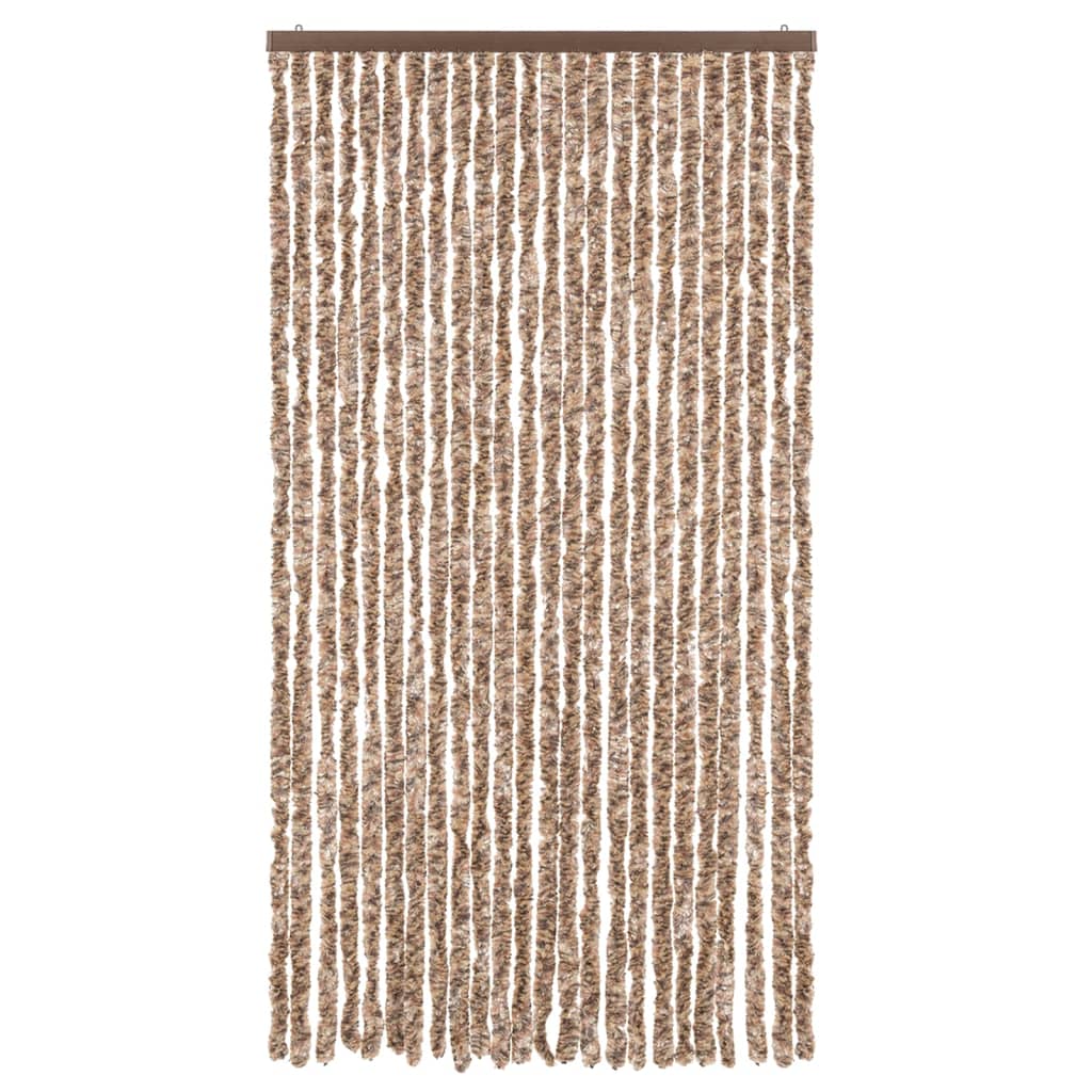 Cortina anti-insetos 100x230 cm chenille bege e castanho-escuro