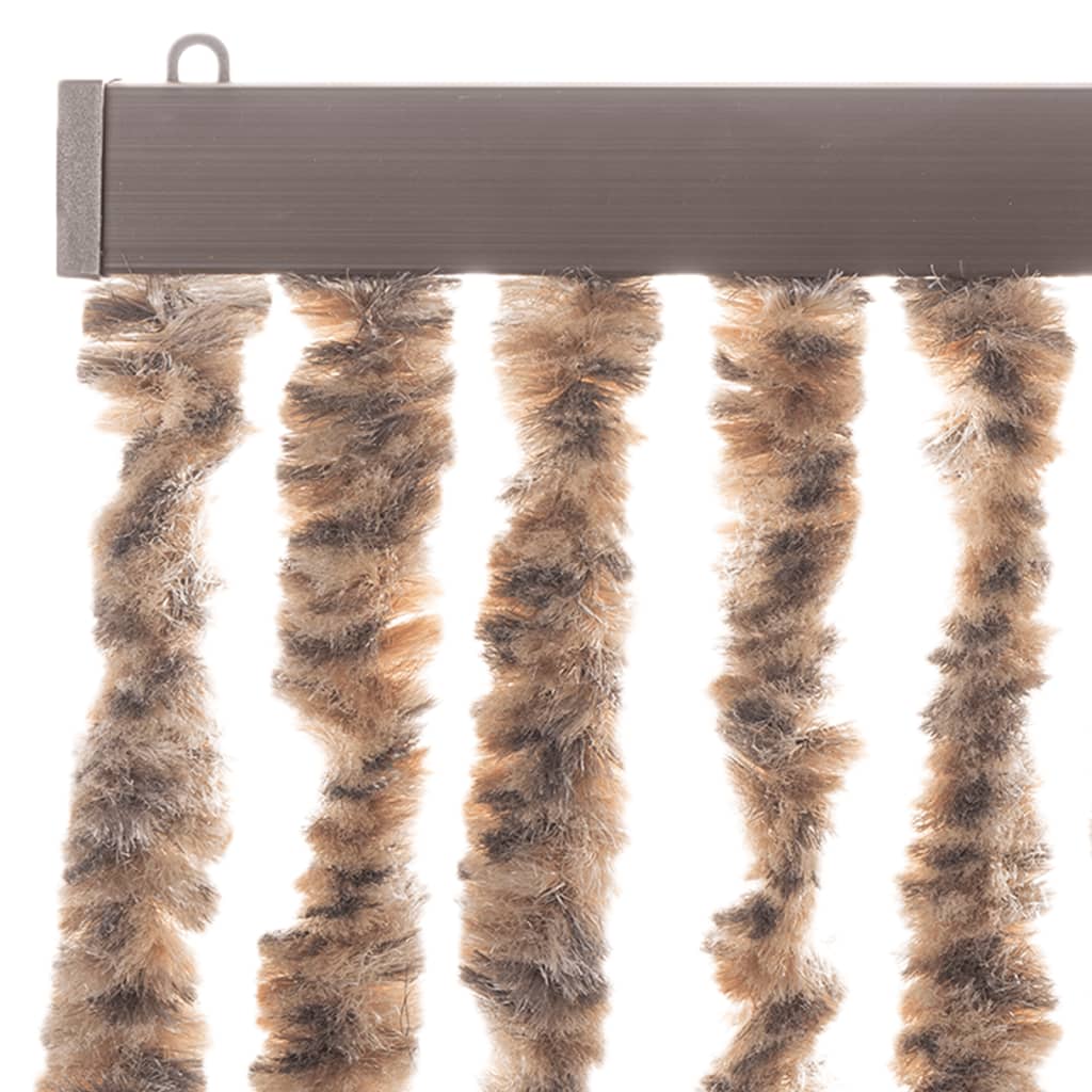 Cortina anti-insetos 100x230 cm chenille bege e castanho-escuro