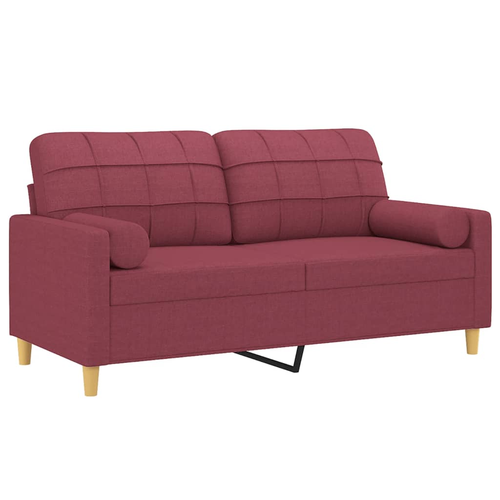 Sofá 2 lug. + almofadas decorativas 140cm tecido vermelho tinto