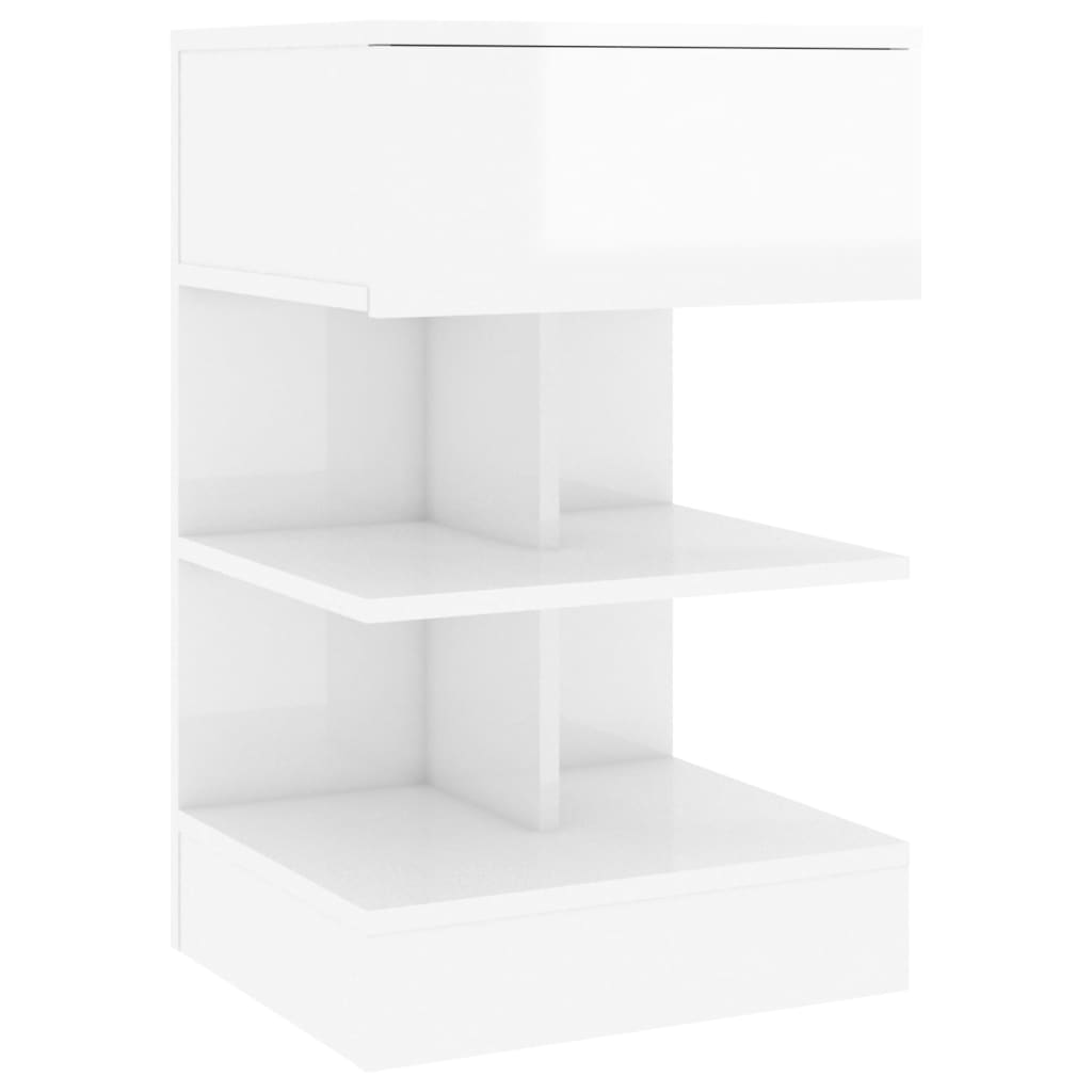 Mesa de cabeceira derivados de madeira branco brilhante