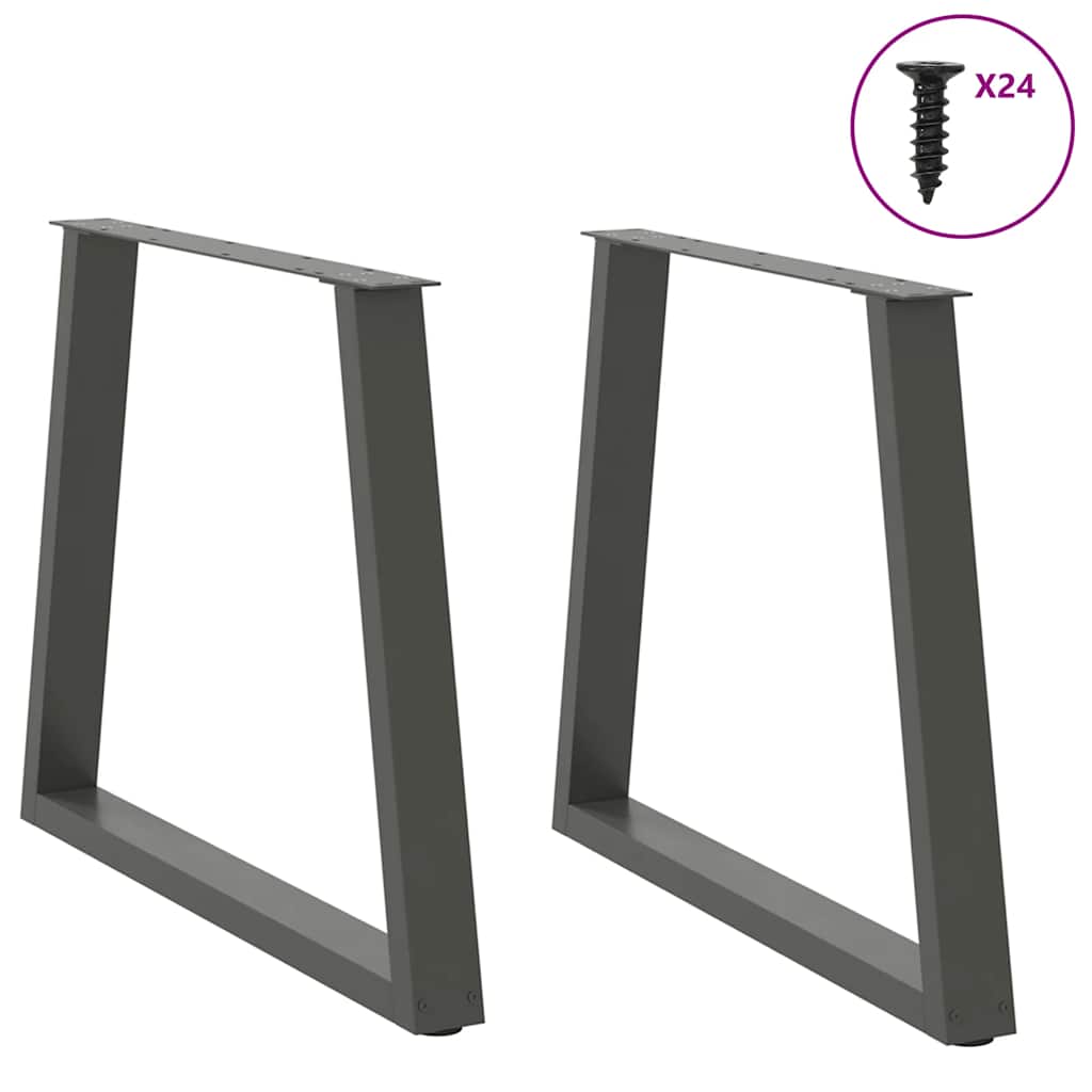 Pés para mesa de jantar em v, 2 peças, antracite, 70x(72-73,3) cm, aço