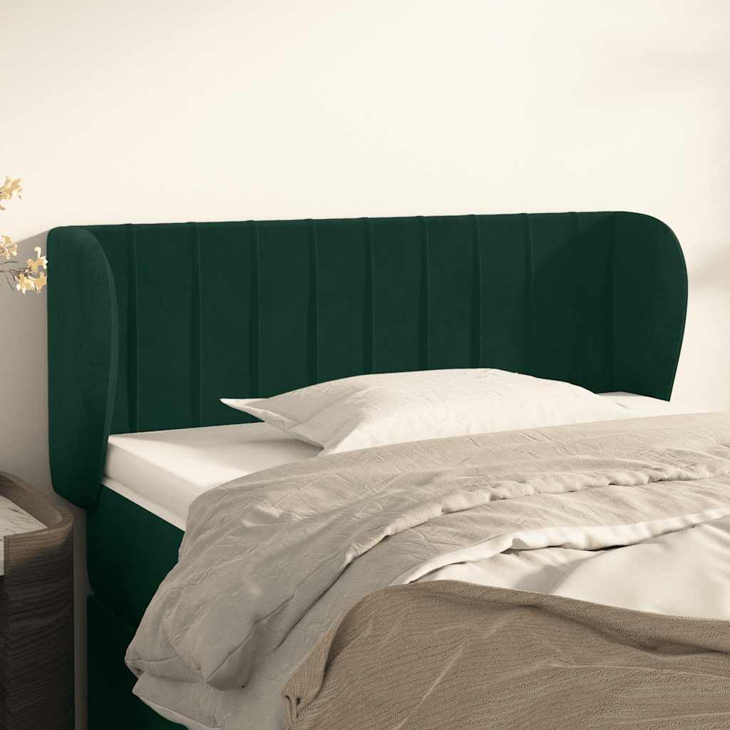Cabeceira de cama c/ abas veludo 83x23x78/88cm verde-escuro