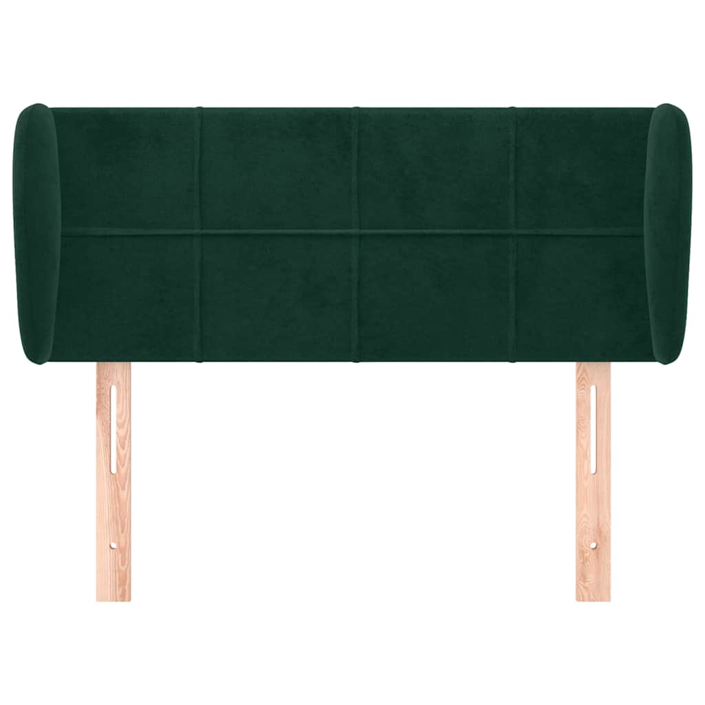 Cabeceira de cama c/ abas veludo 83x23x78/88cm verde-escuro