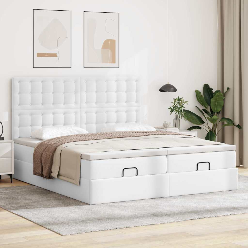 Cama otomana com colchões & leds 180x200 cm couro artificial